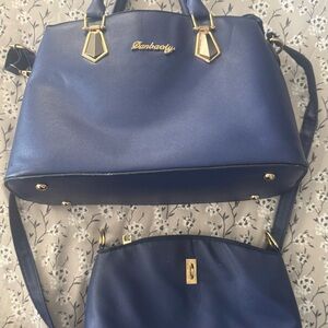 Navy Blue Women’s Satchel and Crossbody Set